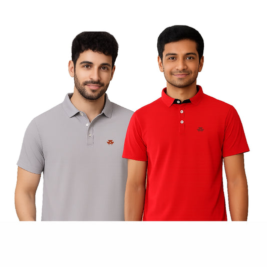 Massey Metrofit T-shirt Combo (Cool Grey & Red)