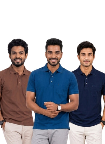 TAFE Dry Fit T-shirt Pack of 3(Navy Blue, Royal Blue, Brown)