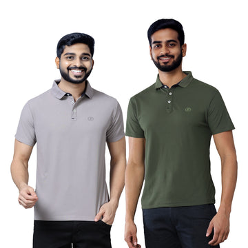 आइशर मेट्रोफिट टी-शर्ट कॉम्बो (बॉटल ग्रीन और कूल ग्रे)